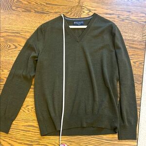 Men's Green Sweater Brooks Brothers Men’s Medium Italian Yarn V Neck